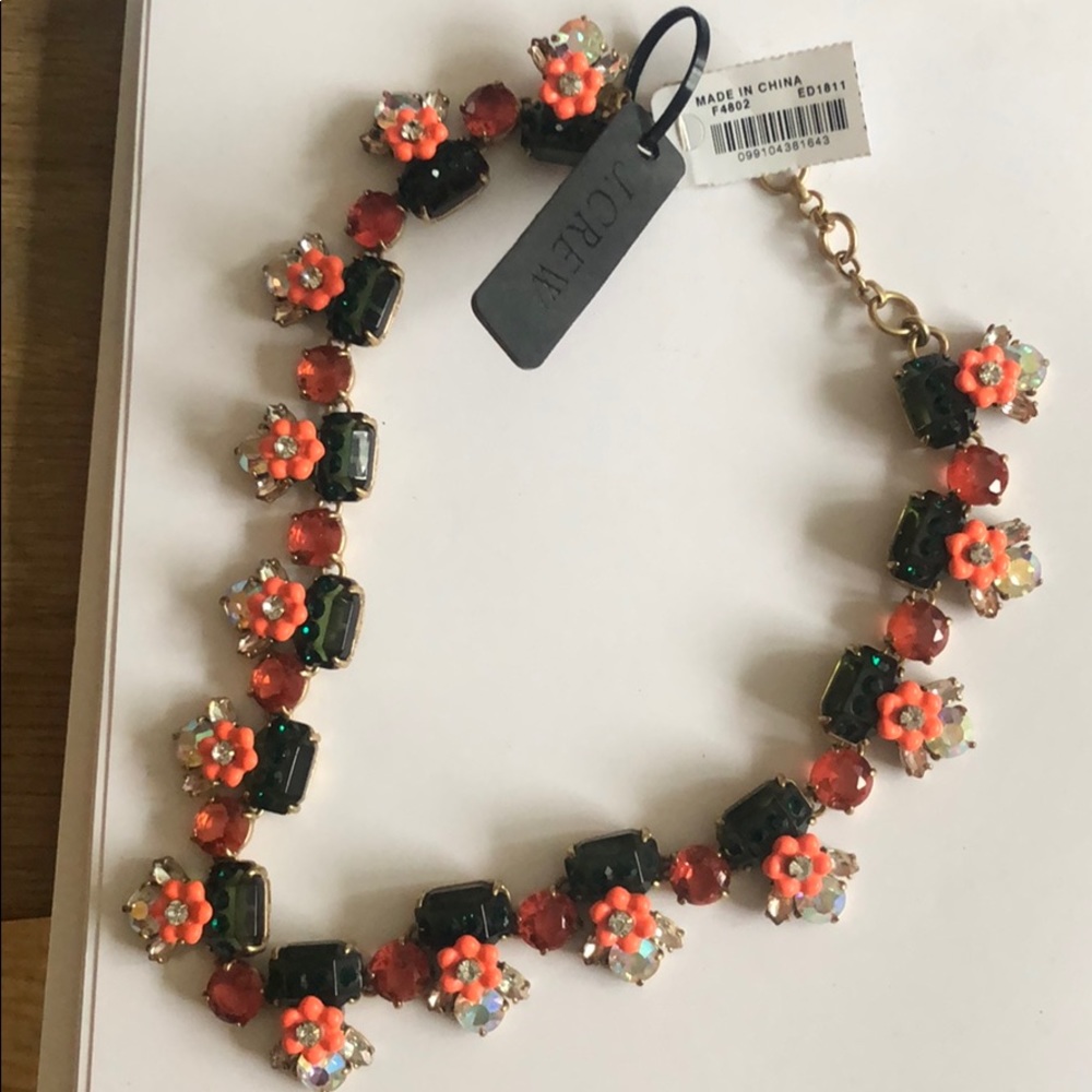 JCrew Jeweled and Ceramic Floral Necklace